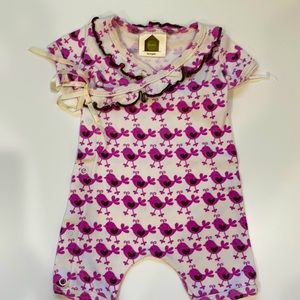 BARN Pink Bird One Piece Summer Side Tie